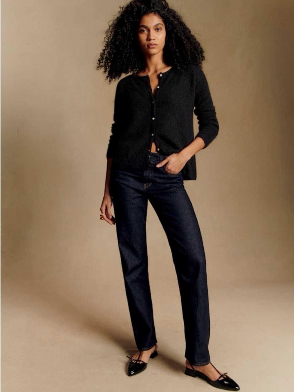 Sézane Gaspard Black Button-Up Knit Cardigan - Picture 2 of 11